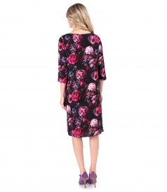Digitally printed viscose dress with floral motifs