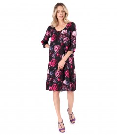 Digitally printed viscose dress with floral motifs