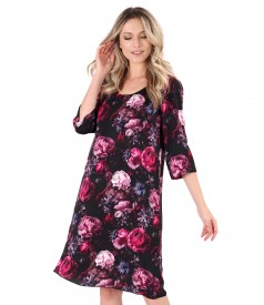 Digitally printed viscose dress with floral motifs