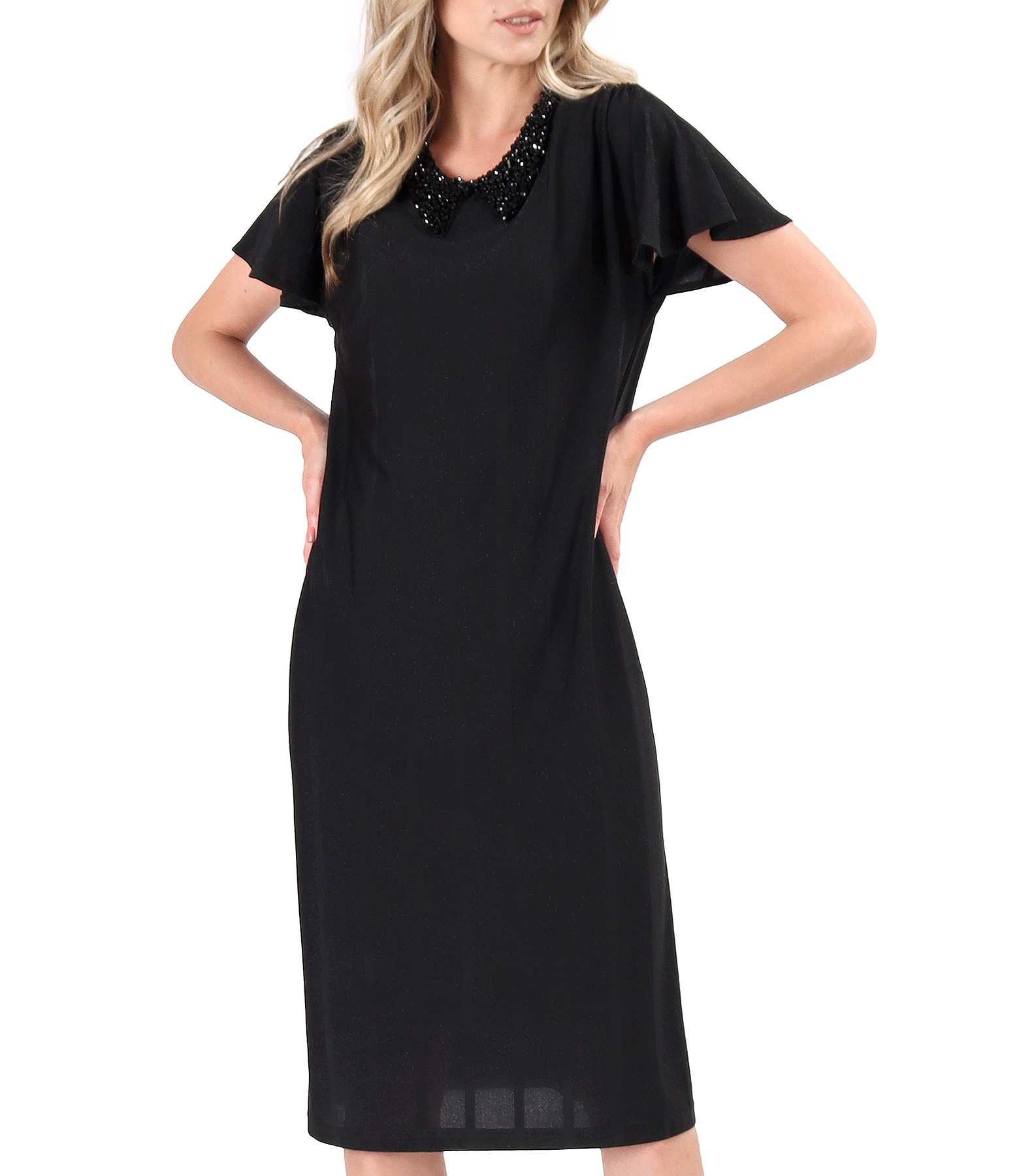 Viscose cocktail dress with metallic thread black - YOKKO