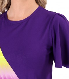 Elastic jersey blouse with wide sleeves