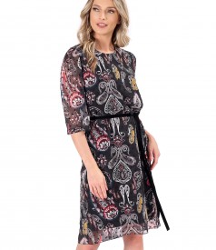 Printed veil dress with paisley motifs