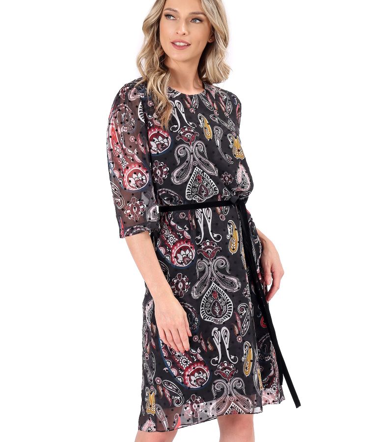 Printed veil dress with paisley motifs