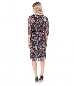 Printed veil dress with paisley motifs