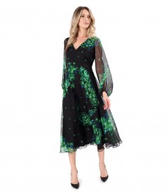 Digitally printed veil midi dress with floral motifse