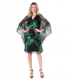 Butterfly dress made of digital printed veil with floral motifs