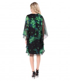 Butterfly dress made of digital printed veil with floral motifs