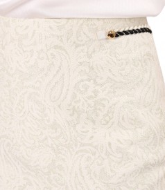 Tapered skirt in brocade with cotton and gold effect thread