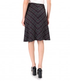 Flared skirt made of checkered viscose fabric