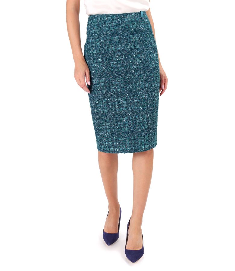 Office skirt made of curls with wool and lurex thread