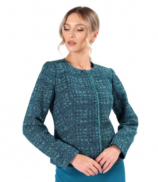 Elegant jacket made of curls with wool and lurex thread