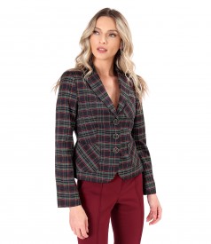 Elegant jacket made of checkered viscose fabric