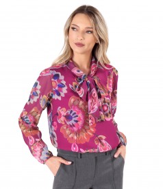 Veil blouse with scarf-type collar