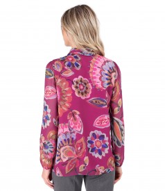 Veil blouse with scarf-type collar