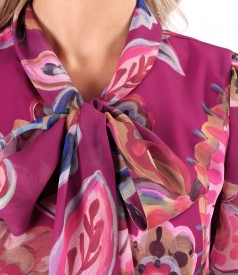 Veil blouse with scarf-type collar