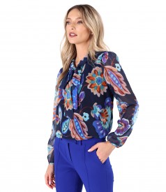 Veil blouse with scarf-type collar