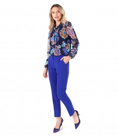 Veil blouse with scarf-type collar