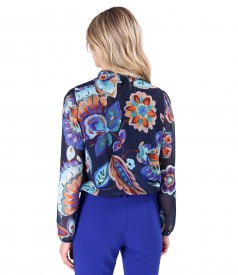Veil blouse with scarf-type collar