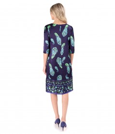 Natural silk dress printed with paisley motifs