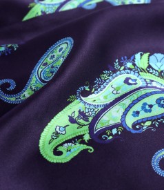 Natural silk dress printed with paisley motifs