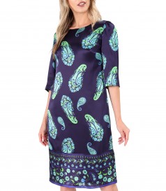 Natural silk dress printed with paisley motifs