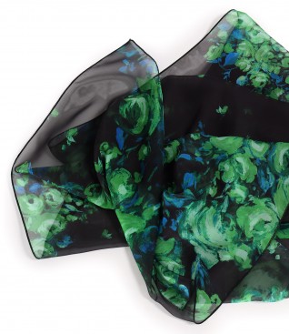 Digitally printed veil scarf with floral motifs