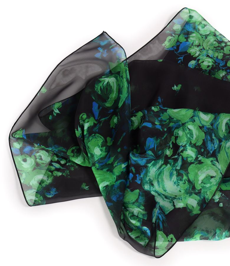 Digitally printed veil scarf with floral motifs