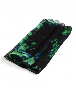Organza veil scarf digital printed with floral motifs