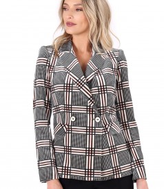 Elegant checkered elastic velvet jacket