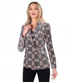 Elegant checkered elastic velvet jacket