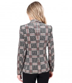 Elegant checkered elastic velvet jacket