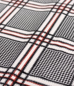Checkered elastic velvet midi skirt