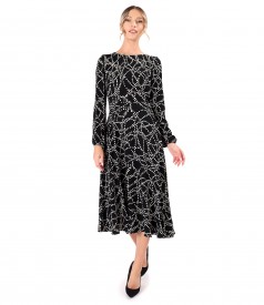 Viscose midi dress printed with geometric motifs