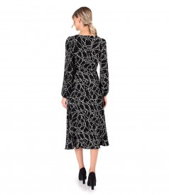 Viscose midi dress printed with geometric motifs