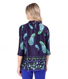 Elegant digital printed natural silk blouse
