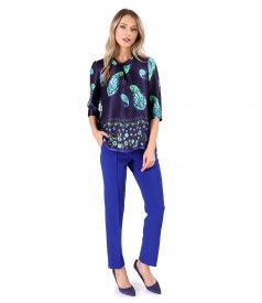 Elegant digital printed natural silk blouse