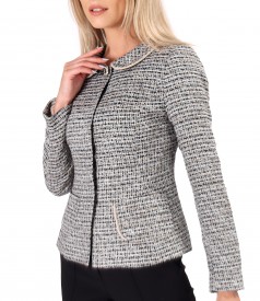 Elegant jacket made of loops with viscose and metallic thread