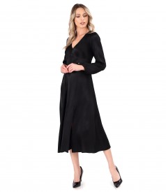 Elegant midi dress made of viscose satin