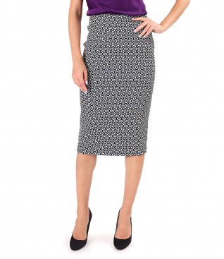 Midi skirt made of elastic fabric with cotton