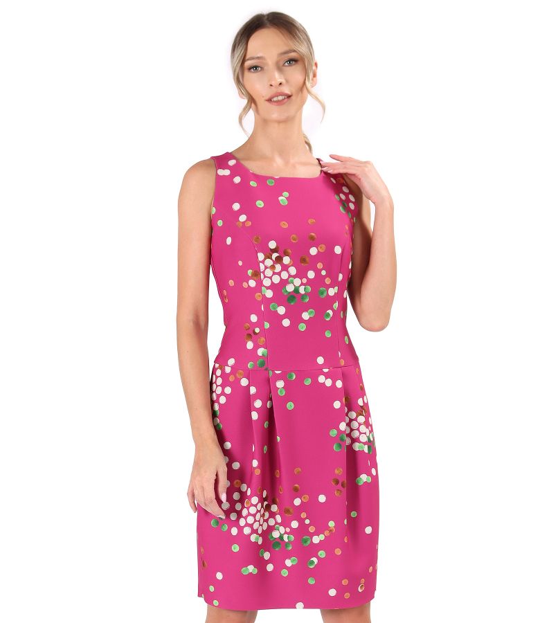 Elegant dress made of elastic fabric printed with polka dots
