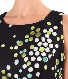 Elegant dress made of elastic fabric printed with polka dots