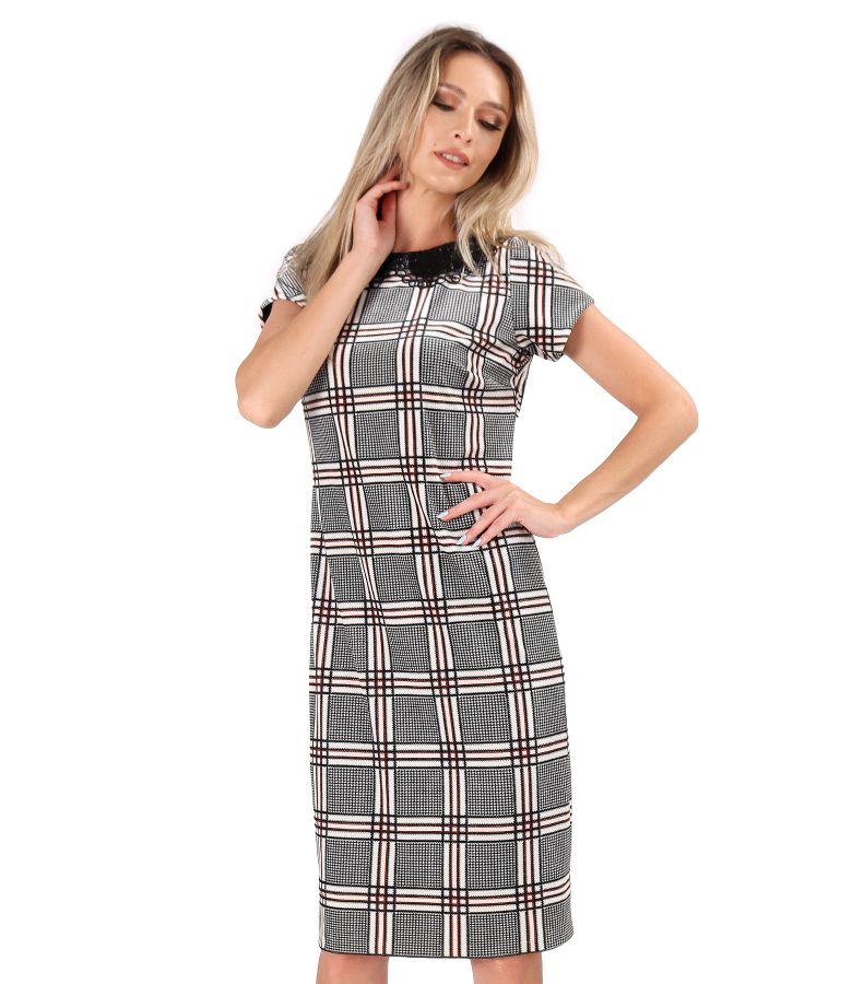 Elastic velvet checkered dress