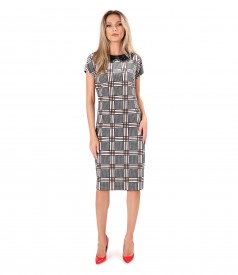 Elastic velvet checkered dress