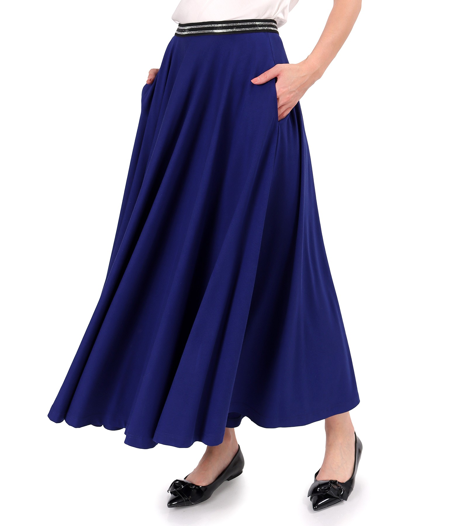 Long skirt made of elastic viscose jersey riyal blue - YOKKO
