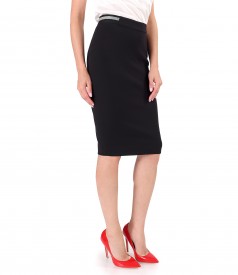 Tapered skirt with elastic with crystals at the waist