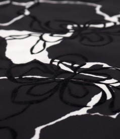 Midi dress made of veil with floral motifs brocade with velvet