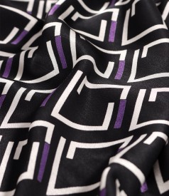 Midi dress made of viscose satin printed with geometric motifs