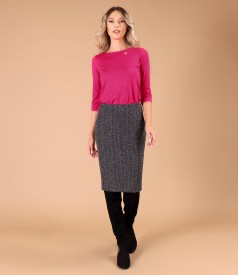 Elegant skirt made of multi-colored curls with viscose and metallic thread