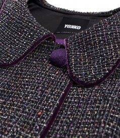 Elegant jacket made of multicolored loops with viscose and metallic thread