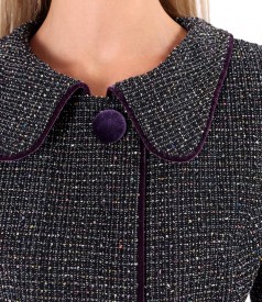 Elegant jacket made of multicolored loops with viscose and metallic thread